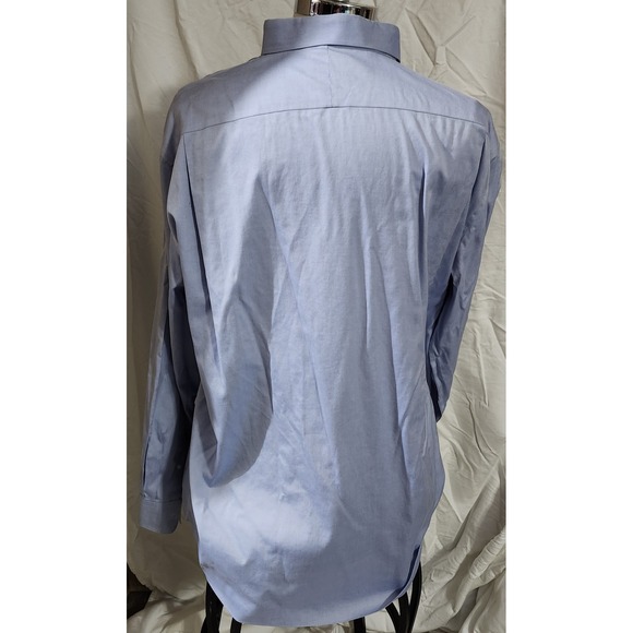 Enro Blue Button Down 100% Cotton No Iron Long Sleeve Shirt 18 Nerdy Business - Picture 2 of 5